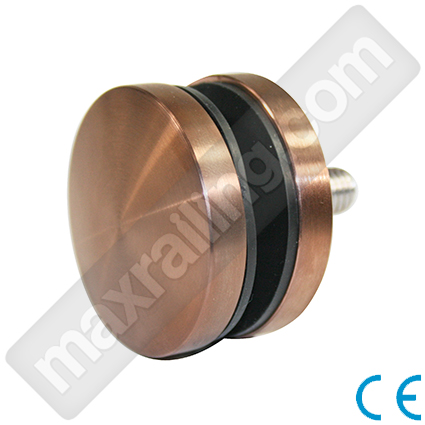 Държач Ø50 на стъкло от 8мм. до 20мм, остояние 10мм. Неръждаема стомана AISI 304. Розово злато. Сатениран.